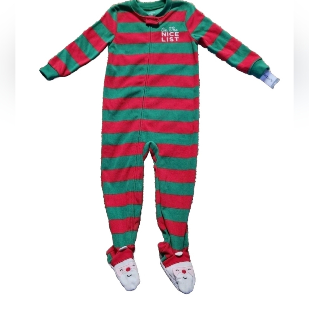 NWT Carter's Holiday footie pajamas  Size 3T Colors red and green